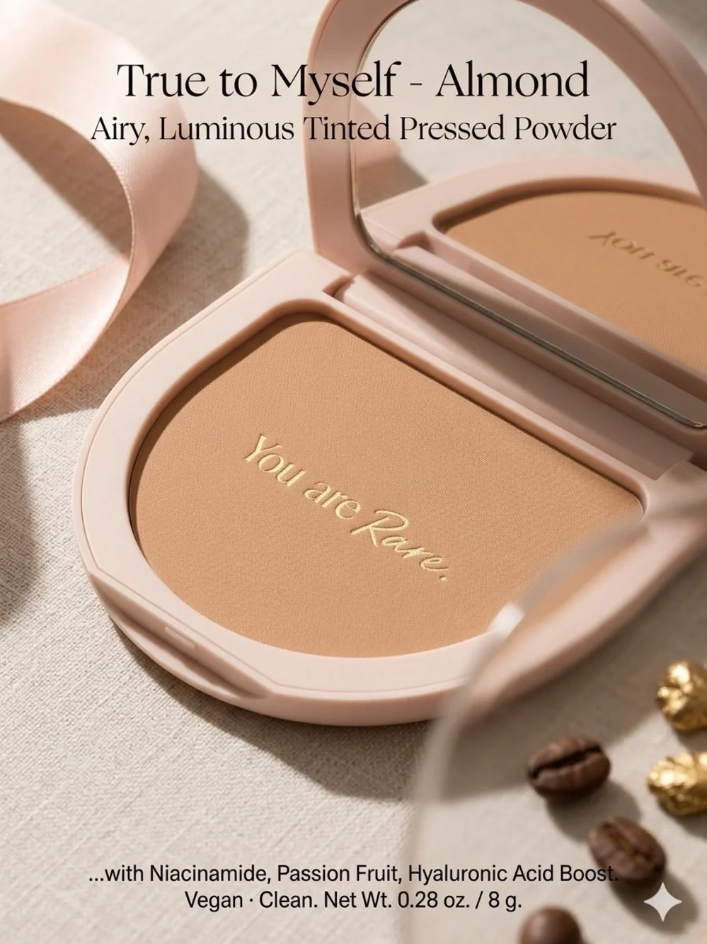 GET 2 Rare Beauty True to Myself Pressed Powder Almond 2 for the price of 1! NIB - Picture 2 of 6